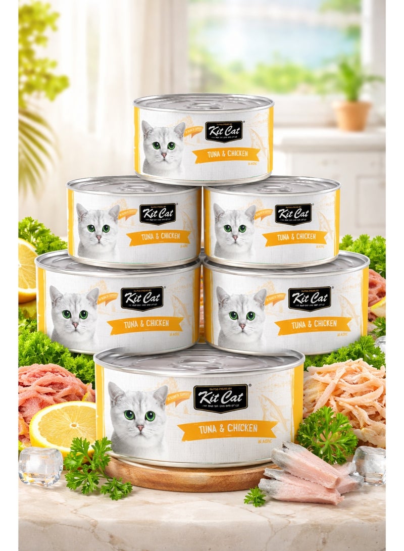 Super Premium Grain Free Tuna & Chicken Canned Cat Wet Food 80g (Pack of 6)